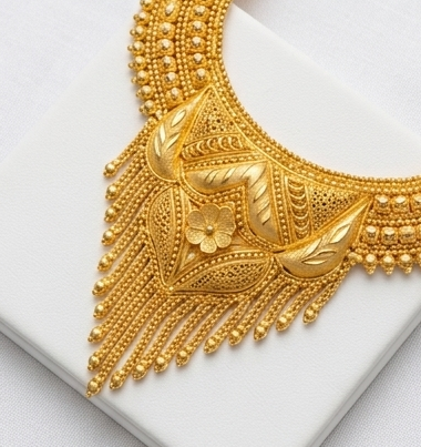 Elegant Layered Gold Bridal Necklace Set | Wedding & Reception Jewelry