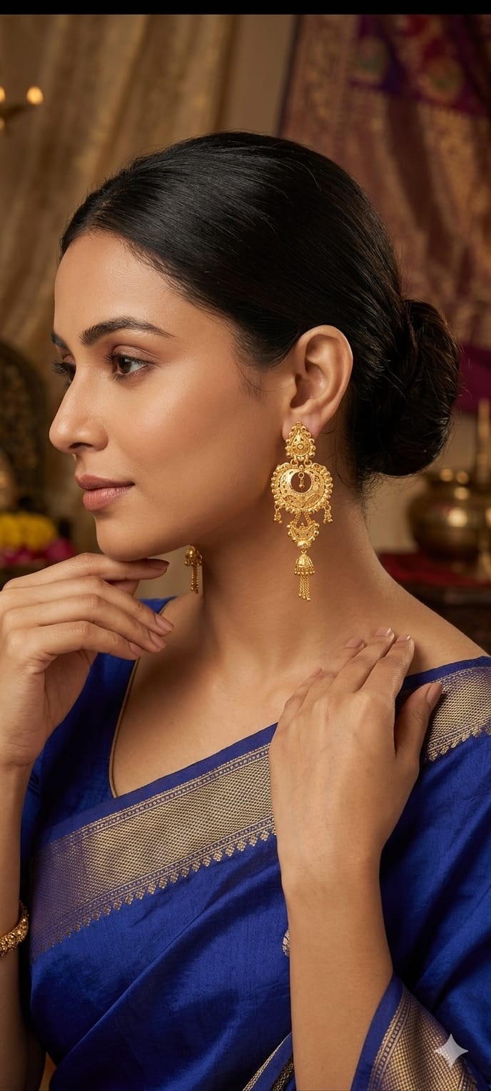 Gold Plated Jhala Earrings | Traditional Indian Drop Dangle Jewelry