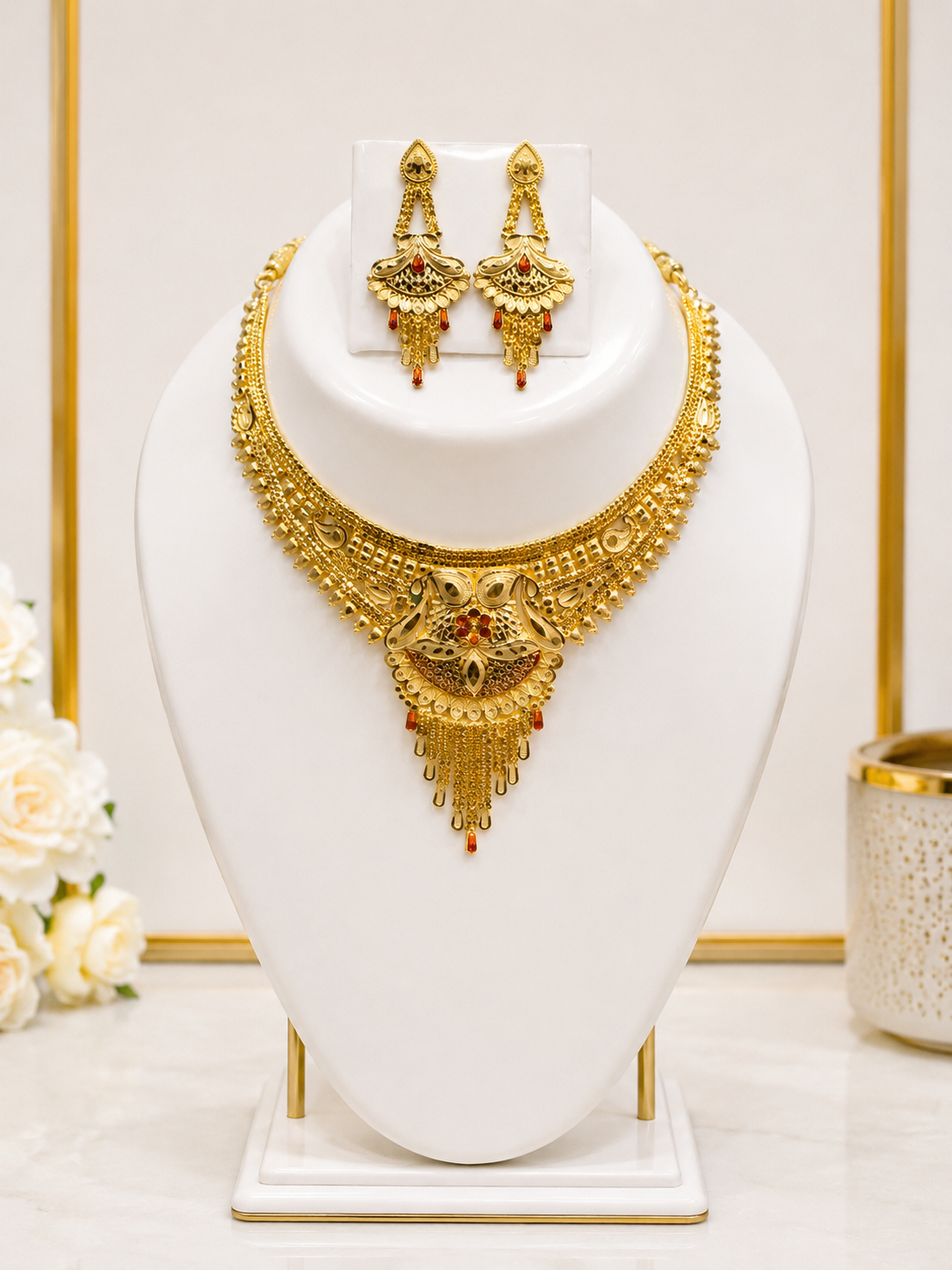 Sparkling Crystal Necklace & Earring Set for Women - Bridal & Party Wear