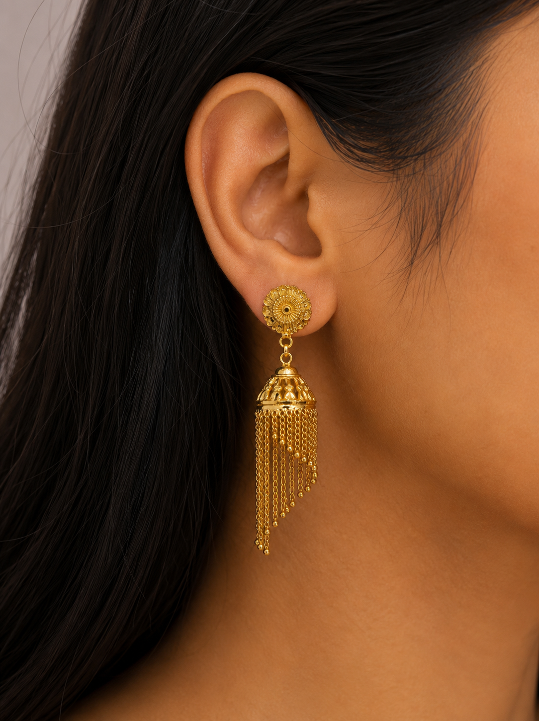 Jhumki Earrings - Traditional Indian Gold Plated Bell Drop Jewelry