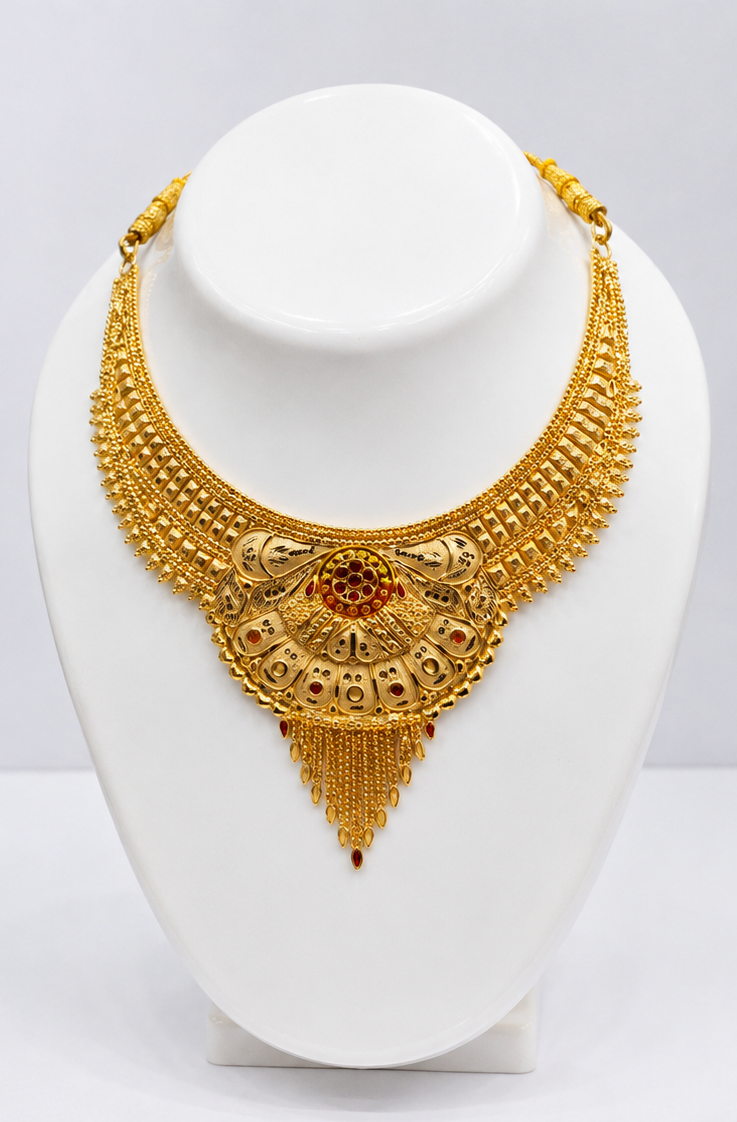 Luxury Gold Plated Necklace & Earring Set for Women - Elegant Bridal & Party Jewelry Gift