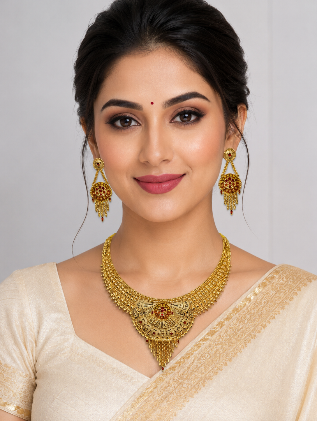 Luxury Gold Plated Necklace & Earring Set for Women - Elegant Bridal & Party Jewelry Gift